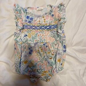Floral Baby Romper with Ruffle Sleeves